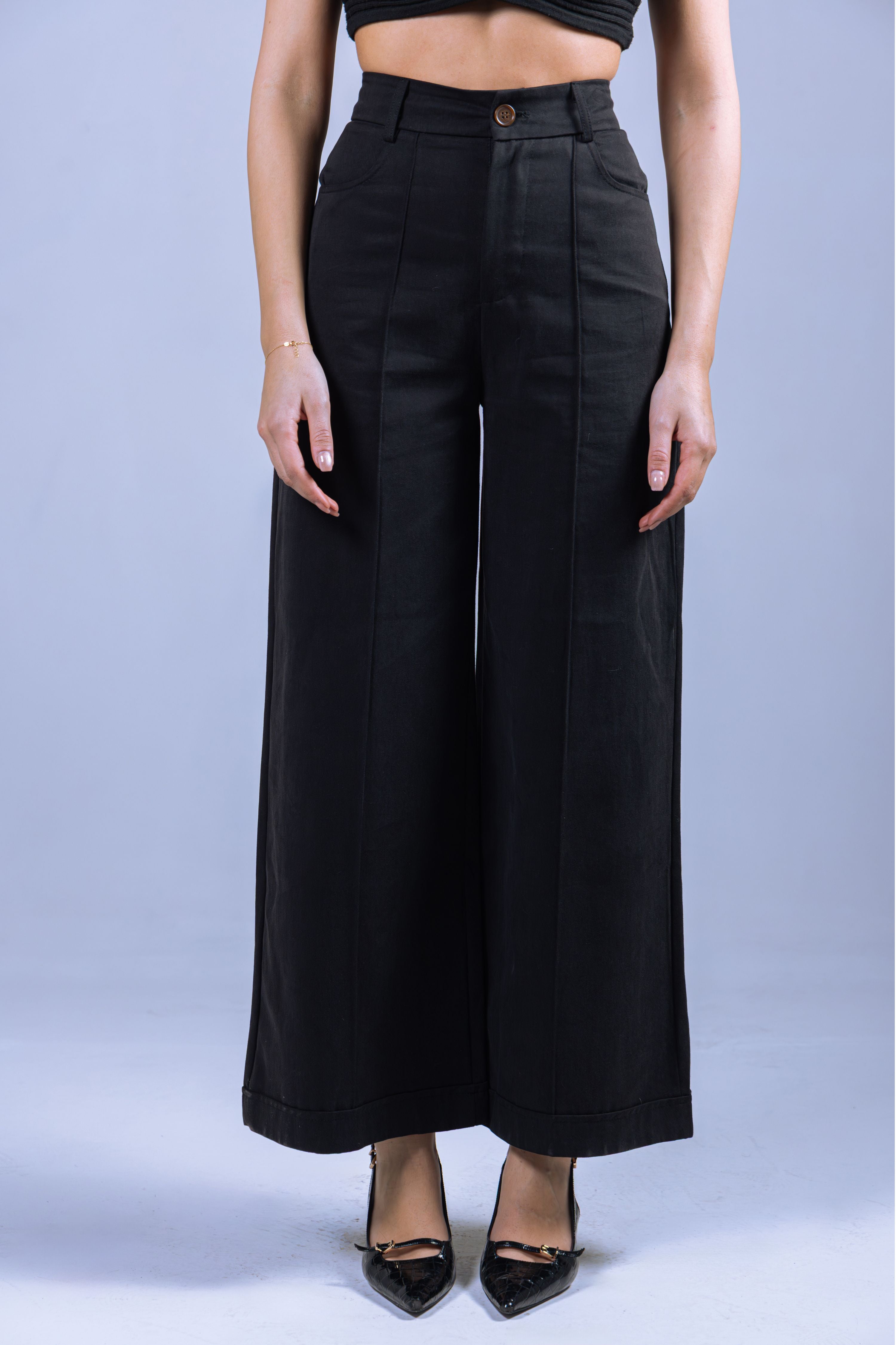 Structured Flare Trousers