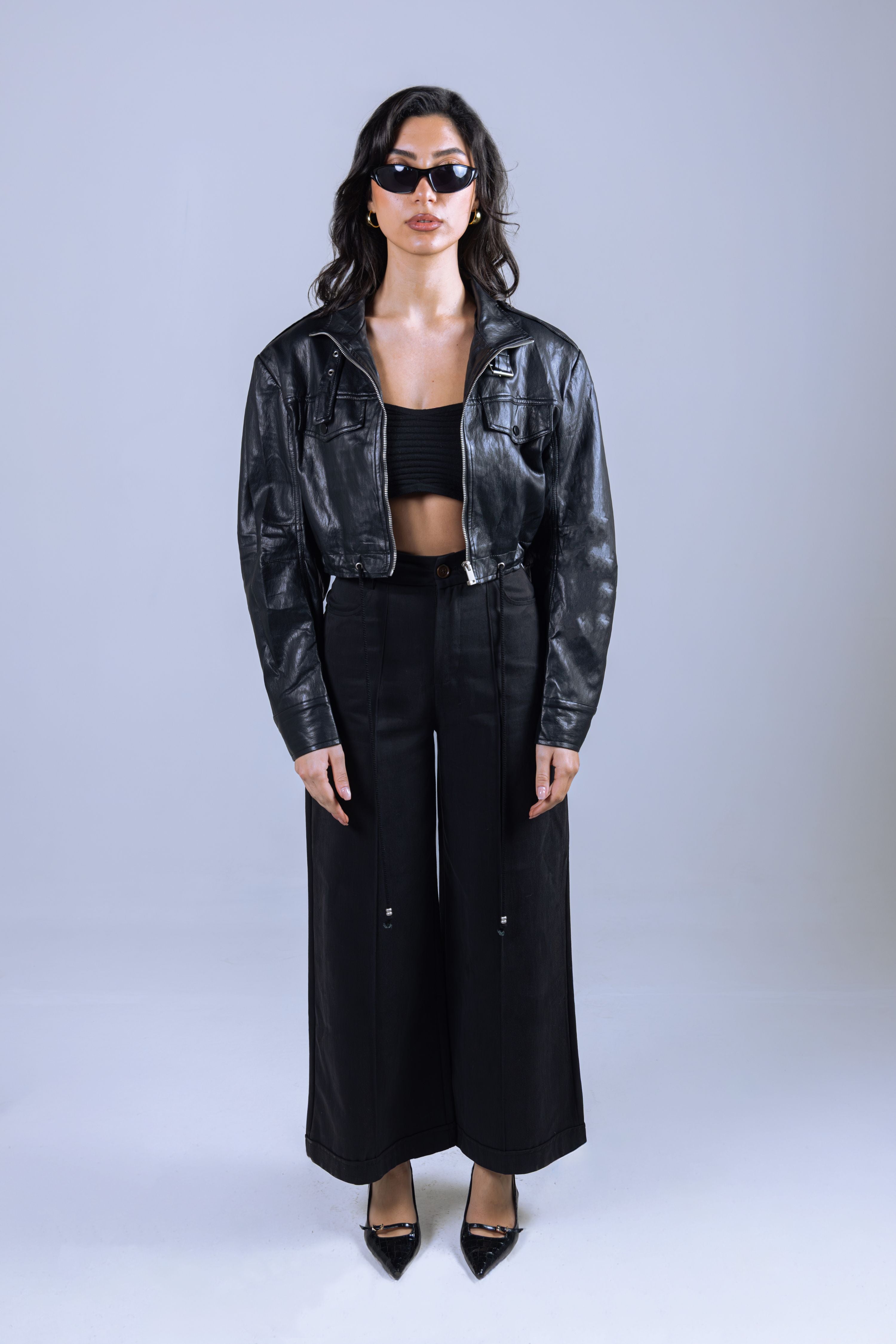 Structured Flare Trousers